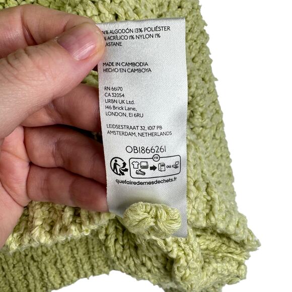 Pilcro Anthropologie Sailcloth Hooded Sweatshirt Cropped Loose Knit Green Small - Picture 12 of 15